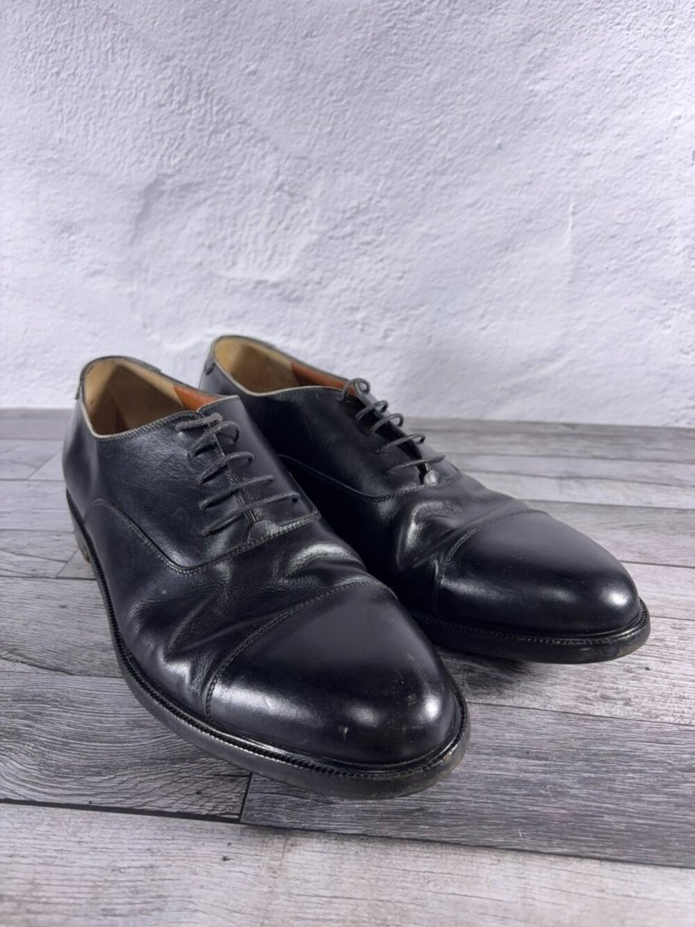 Salvatore Ferragamo Men's Black Leather Lace-up Oxford Dress Shoes - Size 11